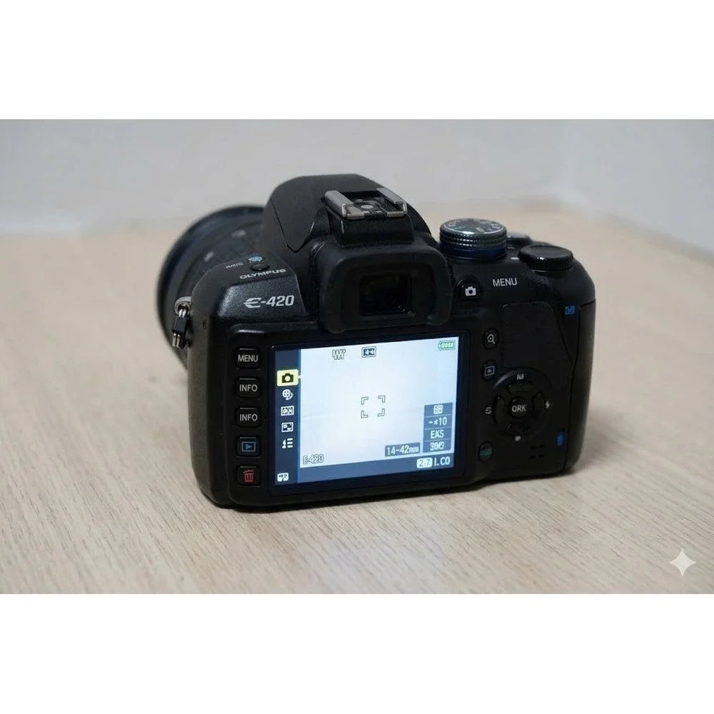 Olympus EVOLT E-420 DSLR Camera Bundle 14-42mm Lens 10MP Compact Four Thirds